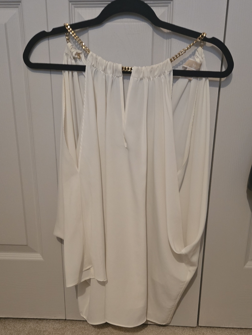 Michael Kors Cream Blouse with Gold Chain Strap